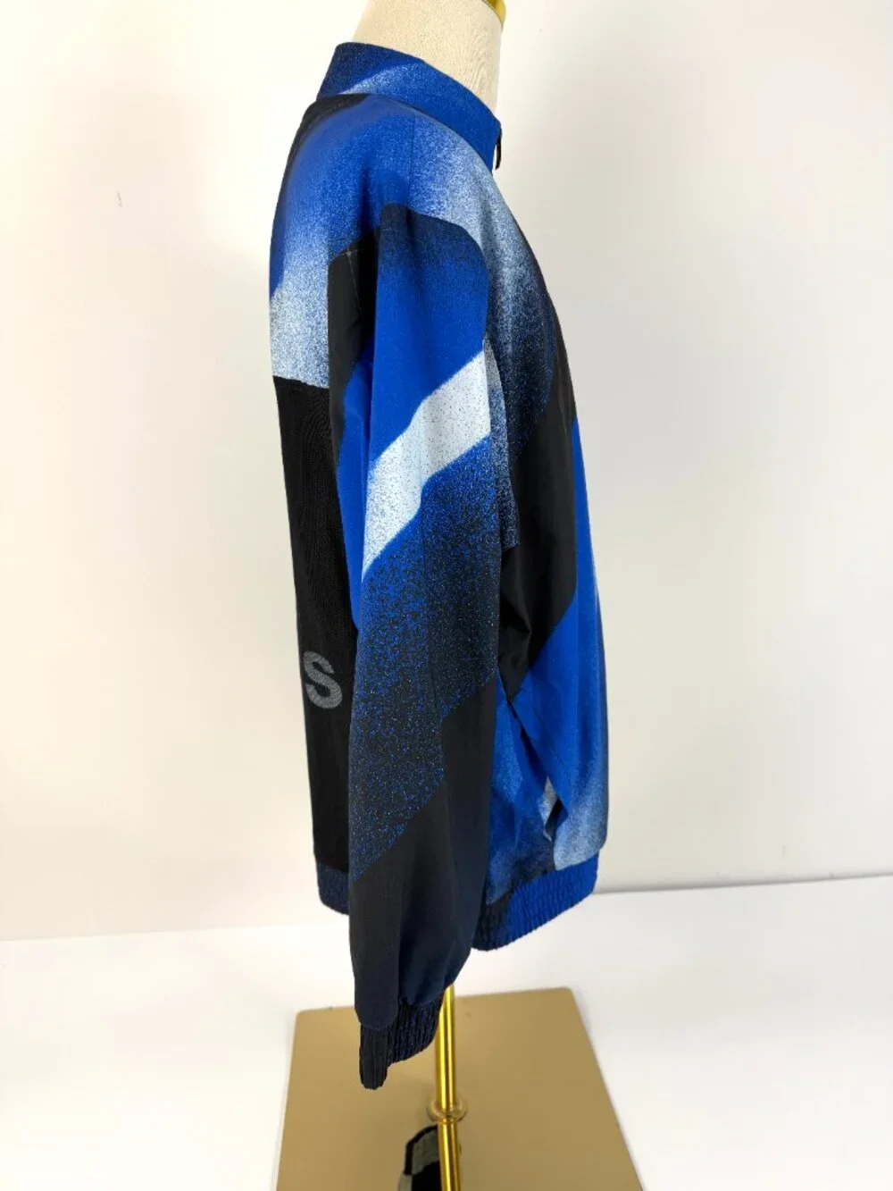 adidas Men’s M Blue Black Abstract Print Full Zip Track Jacket Logo